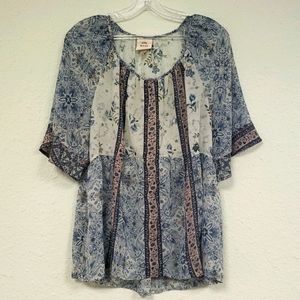 Knox Rose Dusty Flowers White Blouse